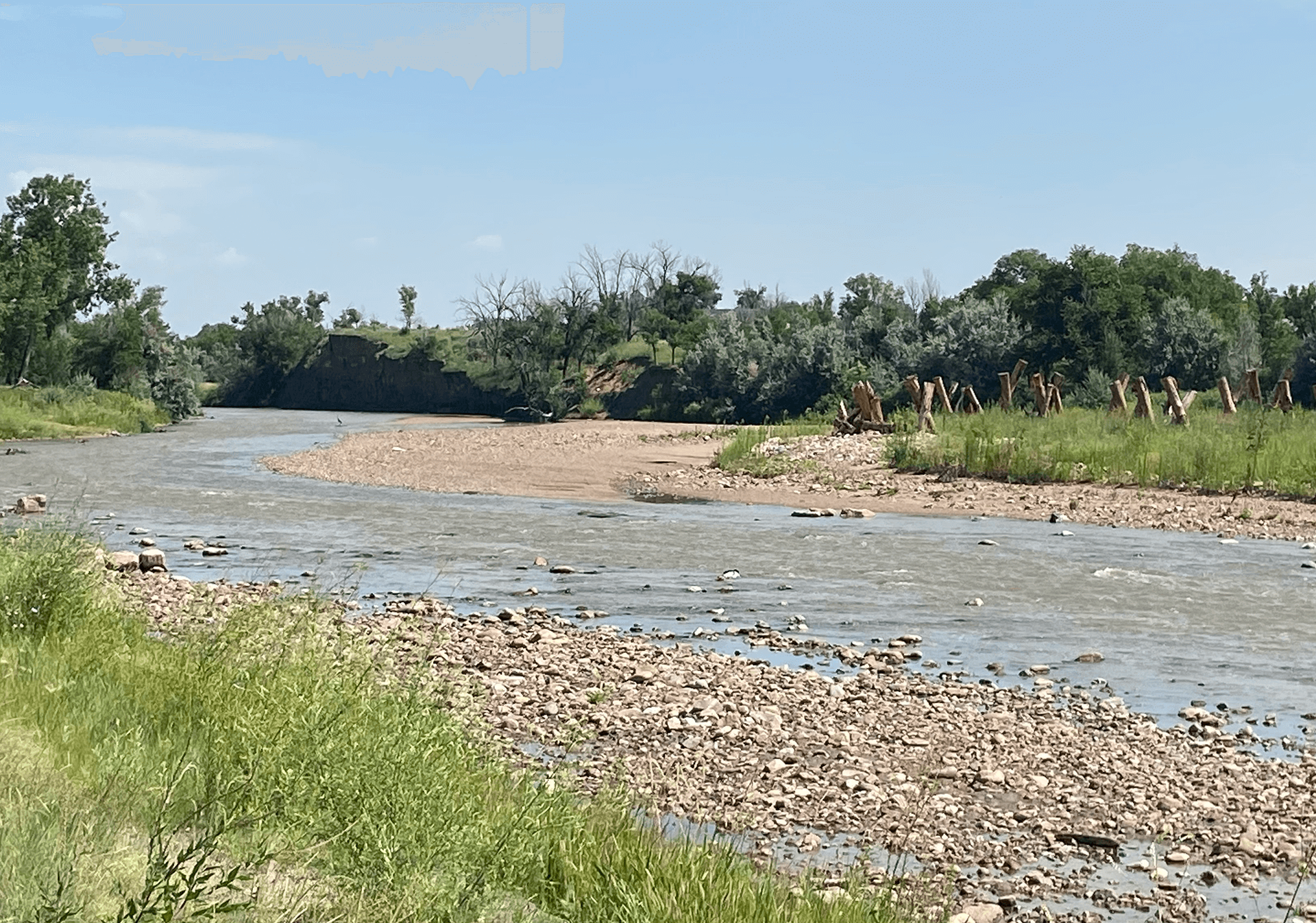 Post-construction photo of river restoration along Fountain Creek.