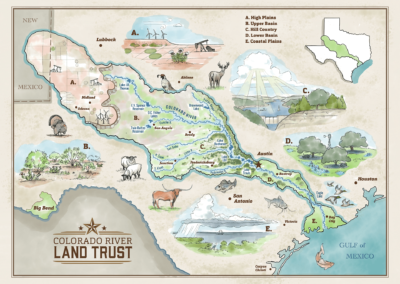 (Texas) Colorado River Watershed Illustrated Map