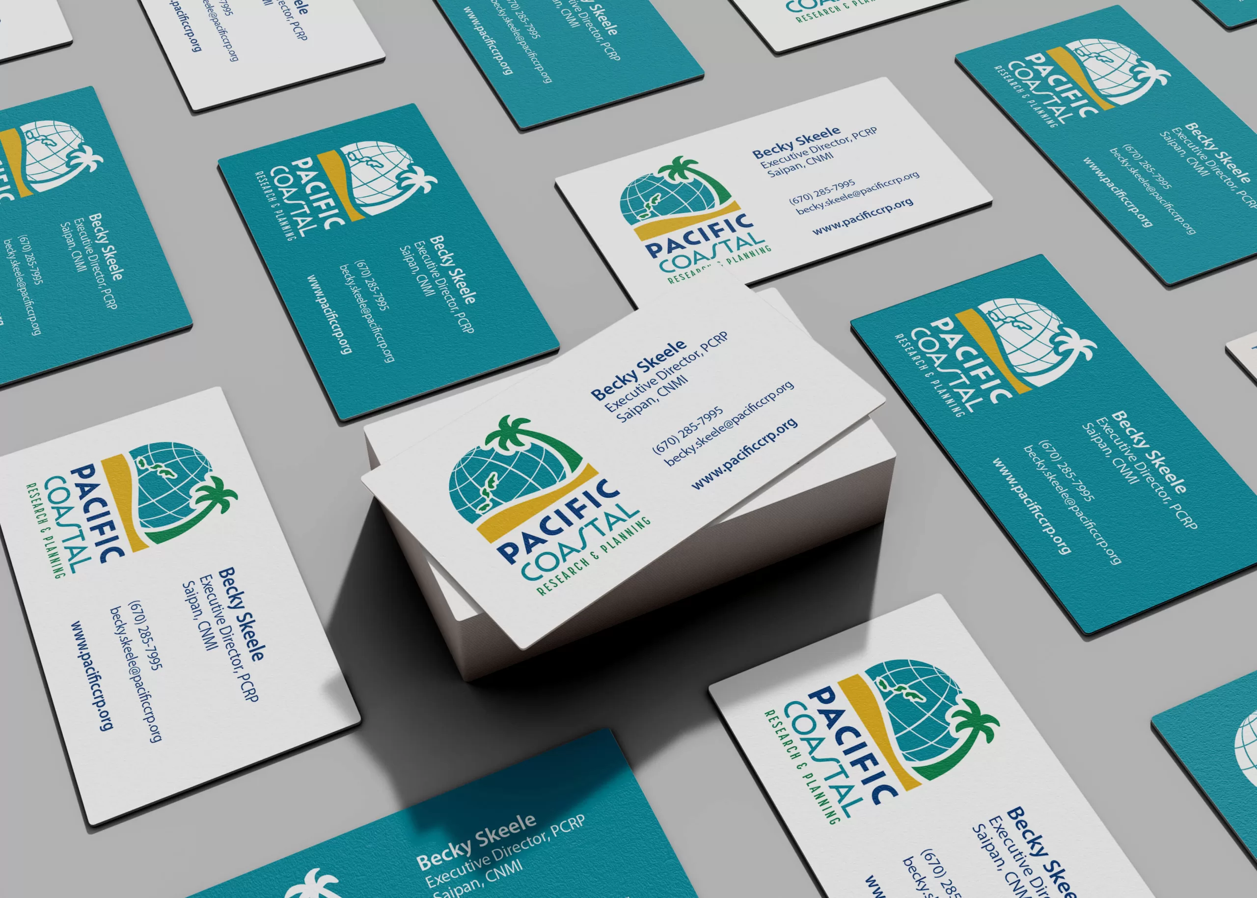 Business card mockup for an environmental planning firm in the South Pacific.